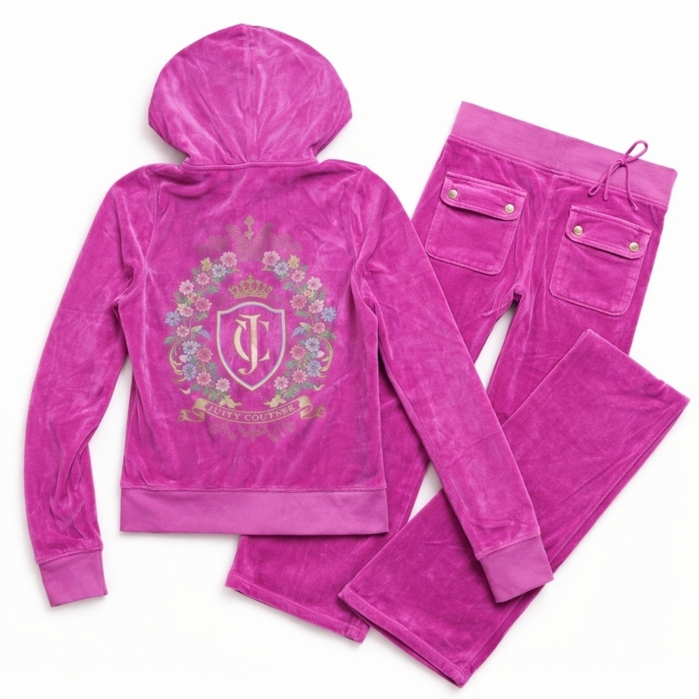 Juicy Couture Y2K Purple Velour Tracksuit Set Jacket M Pants XL